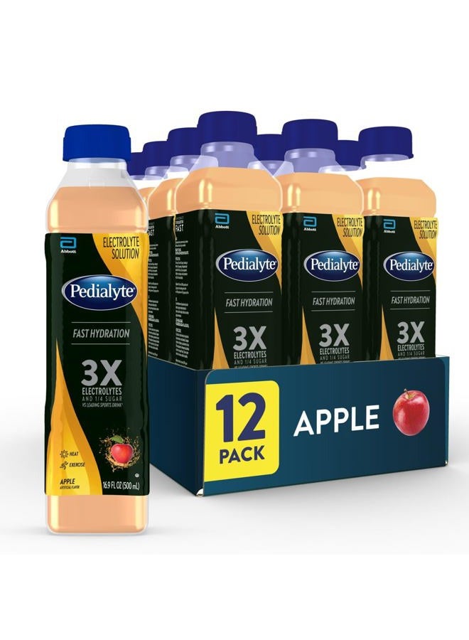 Pedialyte محلول الإلكتروليت، تفاح، مشروب ترطيب، نصف لتر لكل 16.9 أونصة سائلة (عبوة من 12) - Image 1